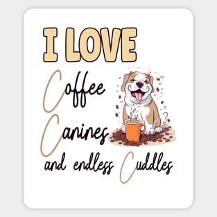 I Love Coffee Canines and Cuddles English Bulldog Owner Funny Sticker